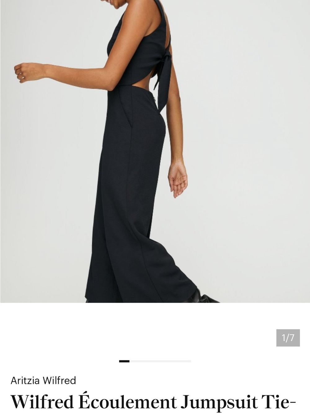Aritzia Black Tie-Back Wide-Leg Jumpsuit